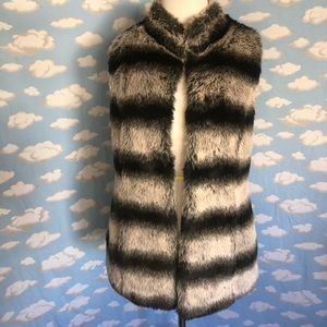 Rachel Zoe faux fur striped vest‎ black and white Size XXS